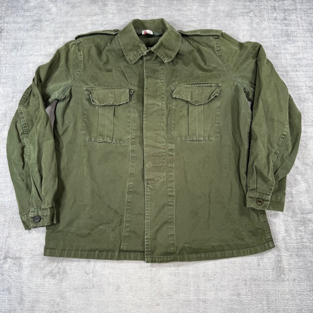 Belgian Military Field Shirt Mens XL Green OG 107 Vintage 1978 Army Utility